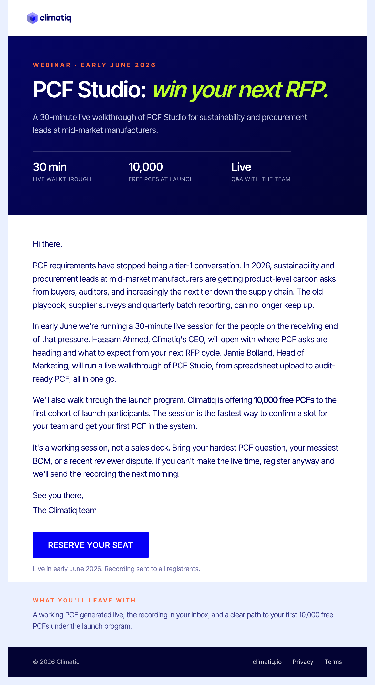Webinar promo email